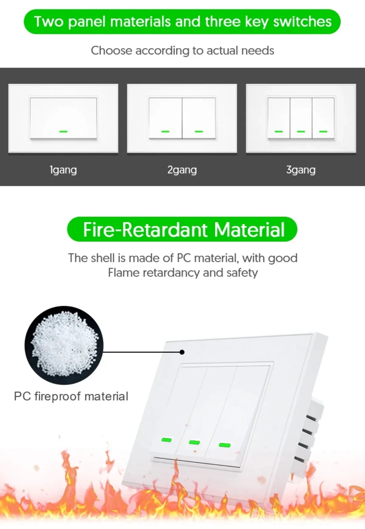 Milfra Smart Wifi Switch IT KR Standard Wireless Home Wall Button Switches 1/2/3 Gang Tuya Smart Life App Voice Control by Alexa