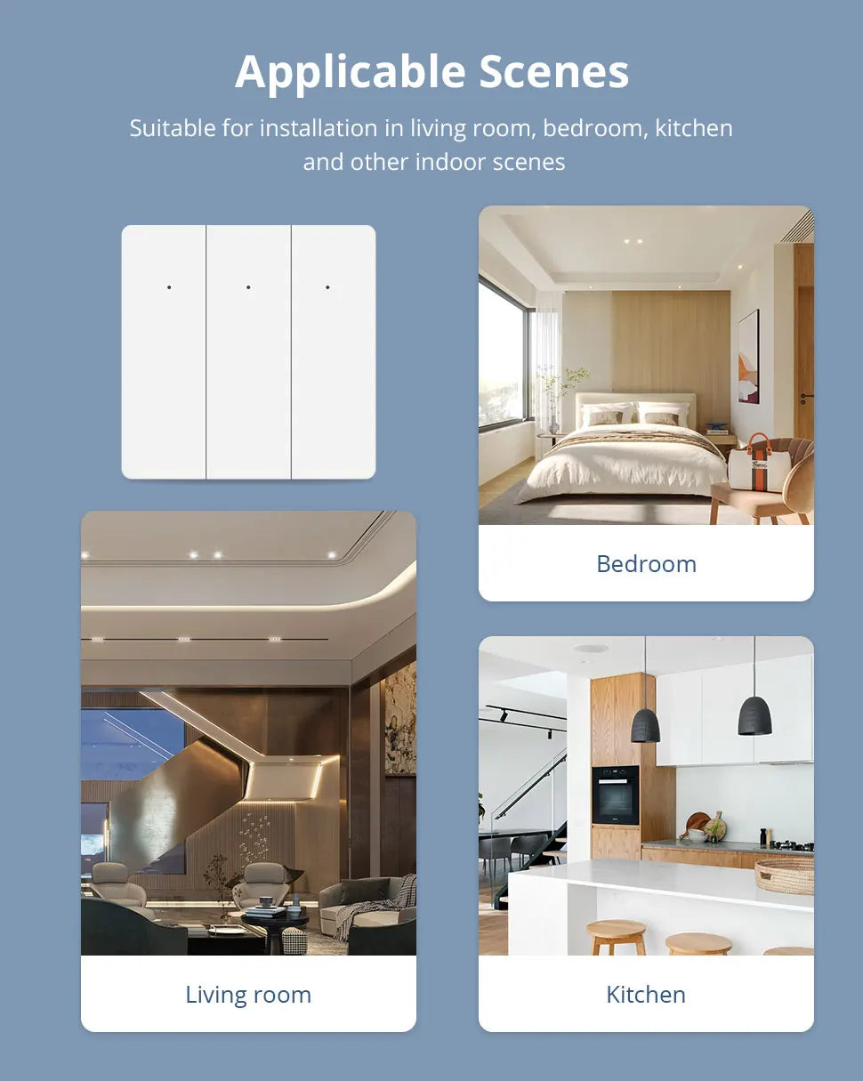 Zemismart Matter WiFi EU 1 2 3 Gangs Smart Wall Light Switch Neutral Required with Big Button SmartThings App Homekit Control