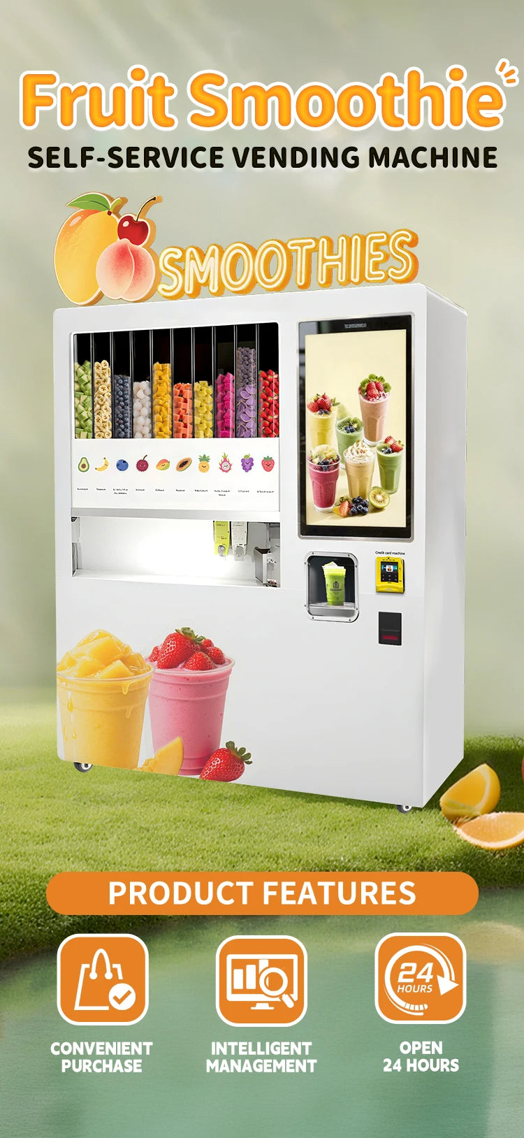 Fully Automatic Smoothie Vending Machine Customize Self Service Smart High Efficiency For Mall Restaurant 24H Stable Operation