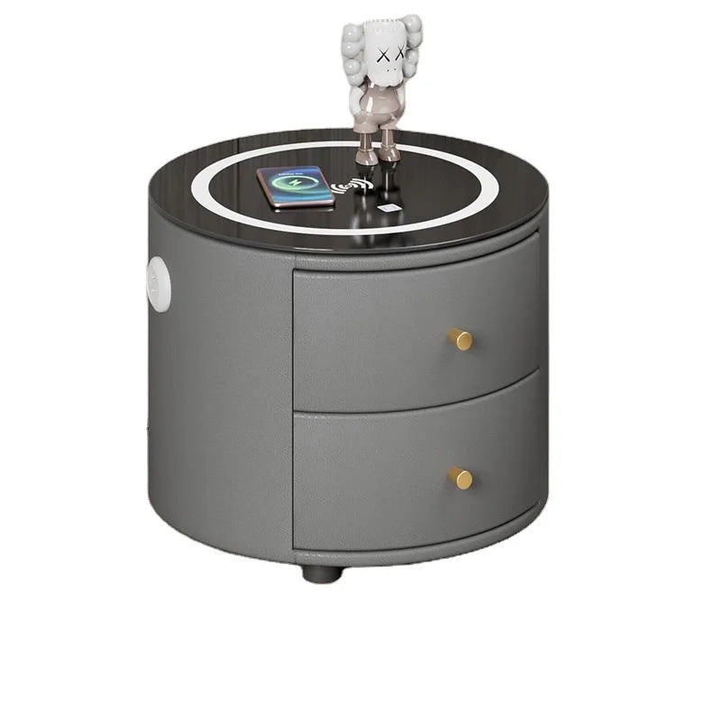 Round Modern Smart Bed Head Cabinet Wireless Charging Bluetooth Audio Multifunctional Beside Table