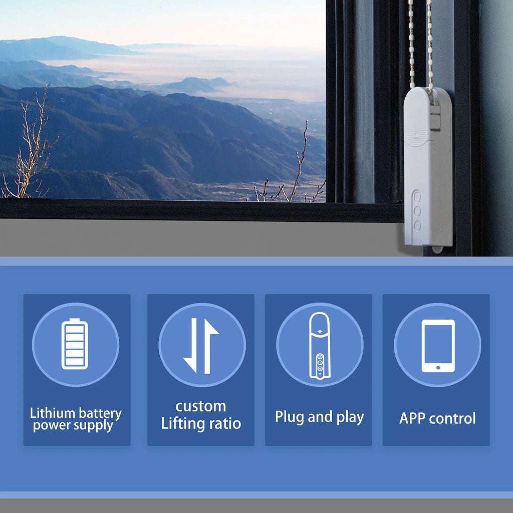 Built-in WiFi Smart DIY Motorized Chain curtain motor （plug-in model），APP/voice/remote timer settings (without gateway）