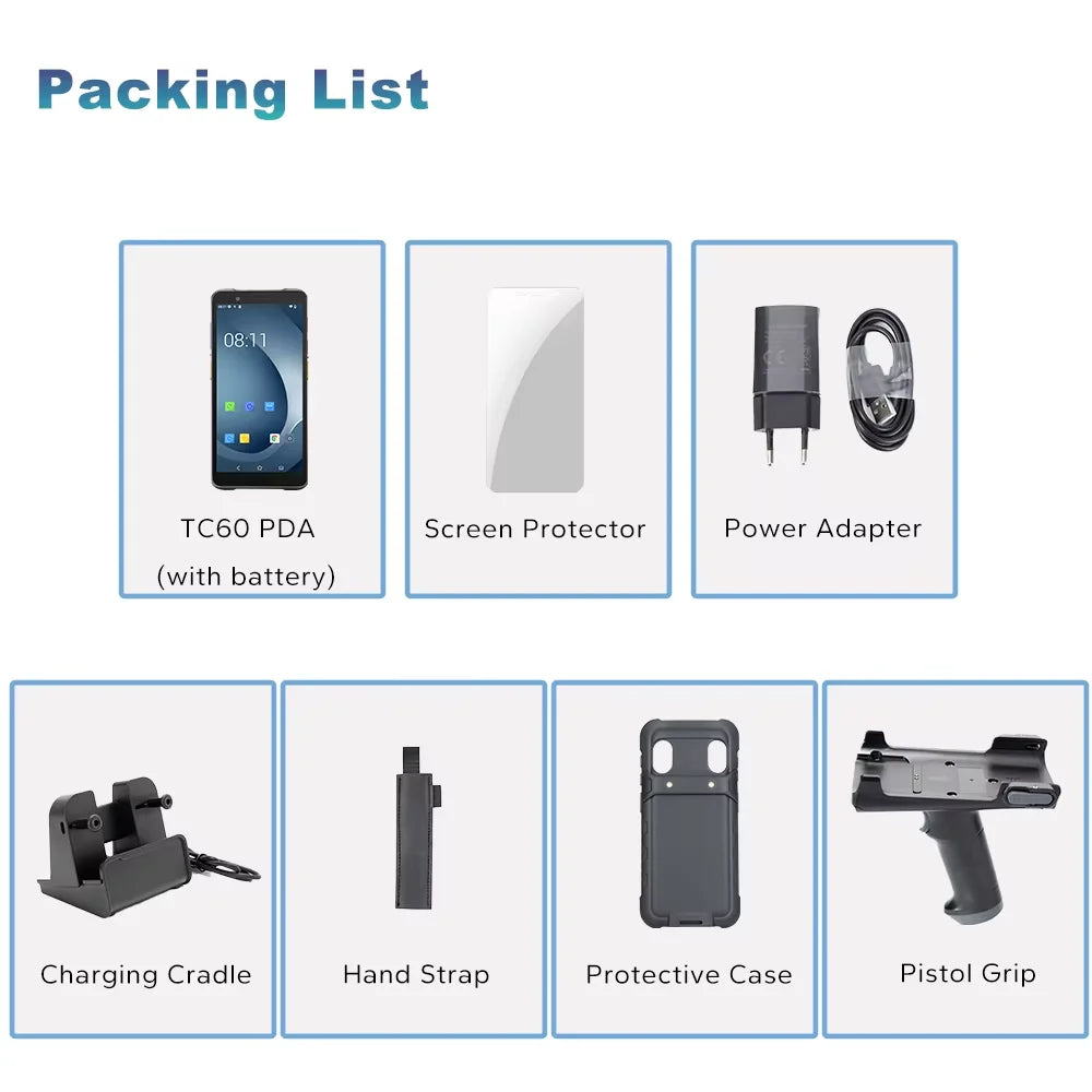 TC60 6 inch PDA Rugged Android Smart Terminal 2D Barcode Scanner with WIFI Bluetooth High Quality Mobile Industrial RFID