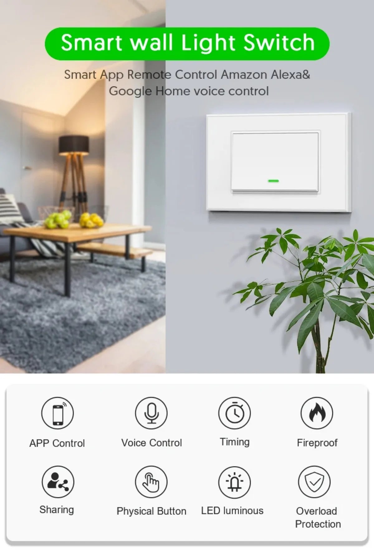 Milfra Smart Wifi Switch IT KR Standard Wireless Home Wall Button Switches 1/2/3 Gang Tuya Smart Life App Voice Control by Alexa