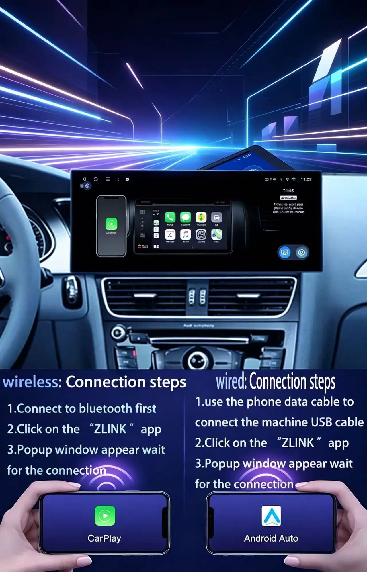 GPS RHD Android 16 Car Radio Multimedia Player for Audi A4 B8 A5 2009 - 2016 Wireless Carplay 4G DSP Stereo Ultra-thin Screen