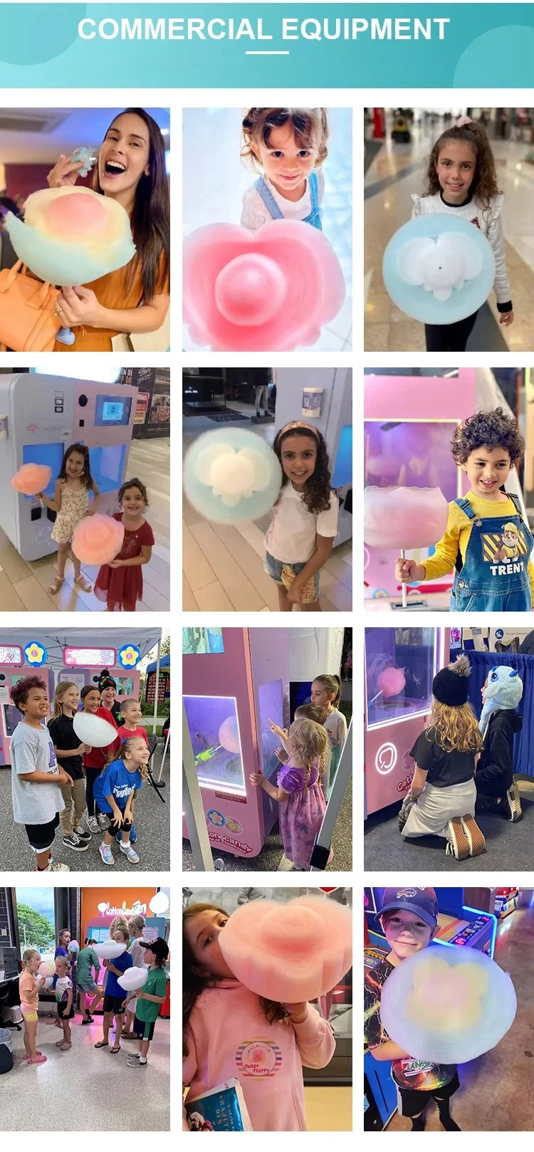 Customized Hot Sale Commercial Full Automatic Cotton Candy Vending Machine High Capacity Easy Clean Street Business For Sale