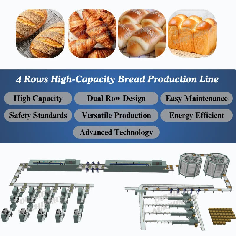 High Technology Good Deals Oucheng High-Capacity 4-Row Multifunctional Bread Production Line for Commercial Bakeries