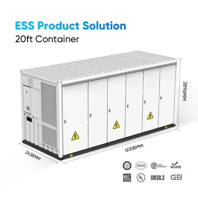 Solar Power Storage System 1MWh 2MWh BESS LiFePO4 Battery 500kW 1MW ESS Container Custom