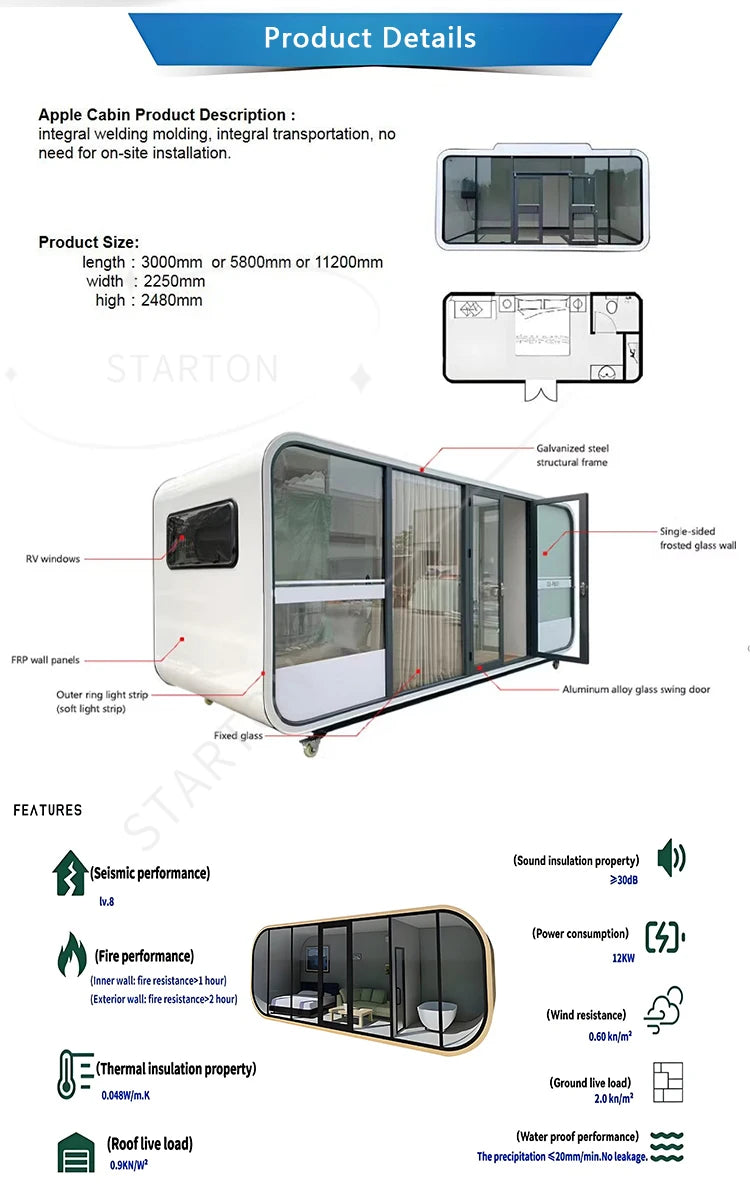 Outdoor Office Pod Homes Prefabricated Modern Mobile Cabin Prefab House Capsule Home