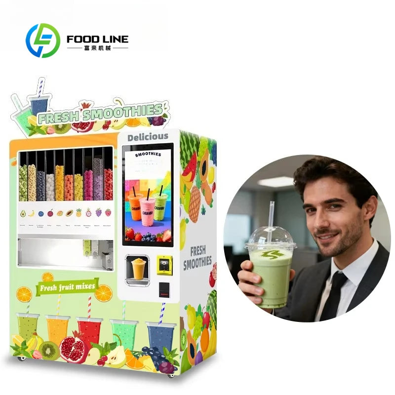 Fully Automatic Smoothie Vending Machine Customize Self Service Smart High Efficiency For Mall Restaurant 24H Stable Operation