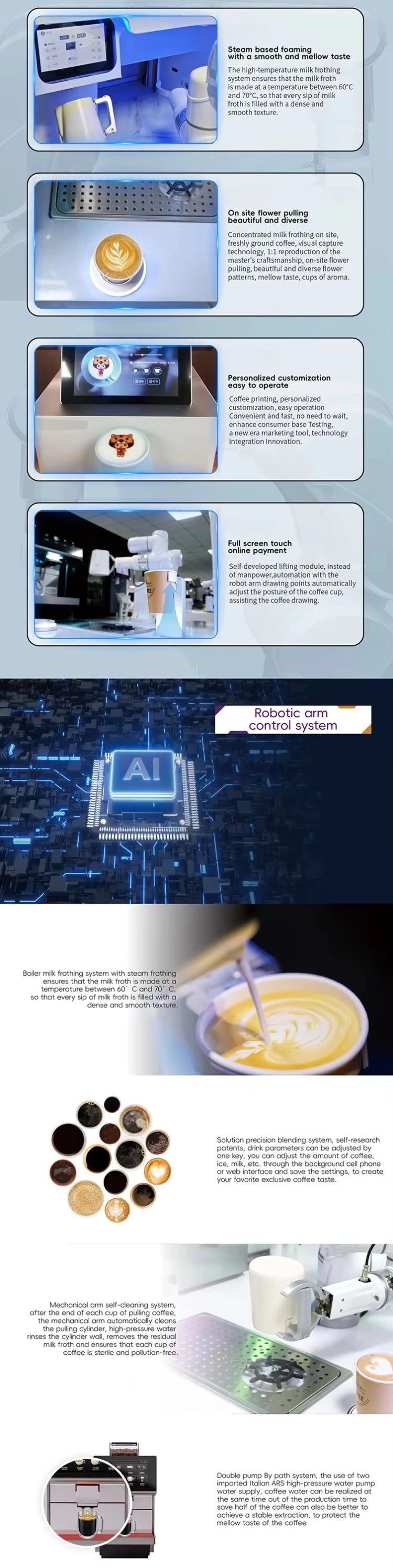 Customized Intelligent Cobot Gripper Coffee Bar Machine Automatic Latte Art Coffee Maker for Commercial Catering Shop Use