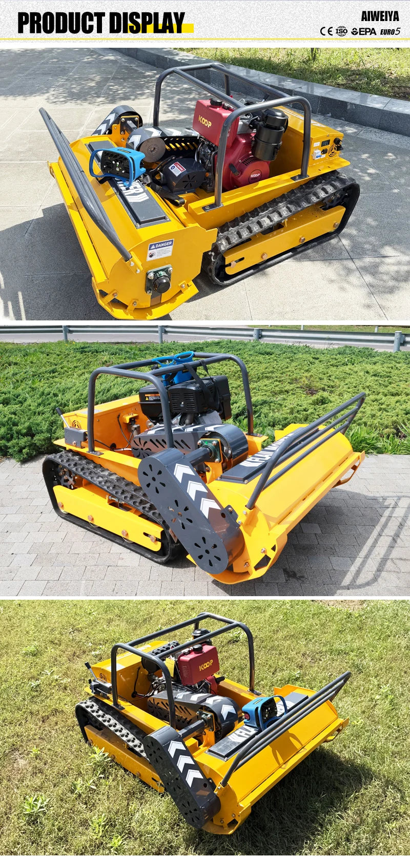 Customized CE EPA Certified Remote Control Grass Cutting Crushing Robot Flail Lawn Mower Self-Propelled for Orchard Farm Lawn