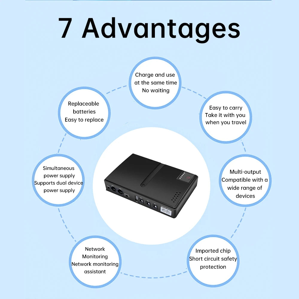 1018L Uninterruptible Power Supply DC UPS Battery Backup 5V 9V 12V 15V 24V UPS Power Supply Router Optical Modem Without Battery