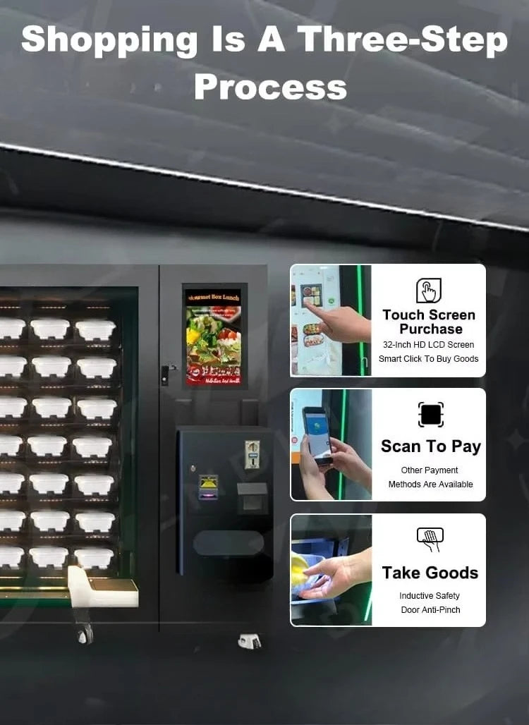 Commercial Hot Food Vending Machine Fully Automatic For Business High Capacity Hot Meal Automat With Cloud Management System