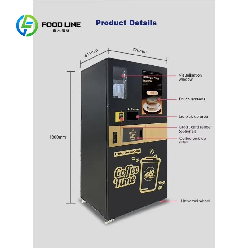 Wholesale Customized Full Automatic Smart Coffee Maker Vending Machine Commercial Operated High Efficiency