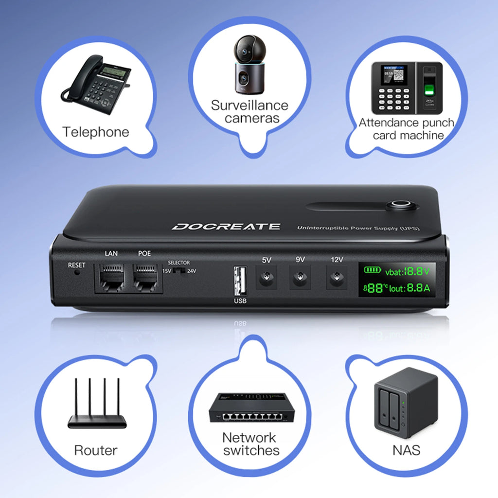 UPS Uninterruptible Power Without Battery UPS Backup Battery Power Supply Supports 5V/9V/12V for Router/Modem/ Camera