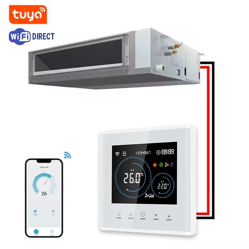 Smart Wifi Thermostat for AC Energy Saving HVAC Fan Coil Temperature Controller Flexible Square Shape for Hospital Cold Room