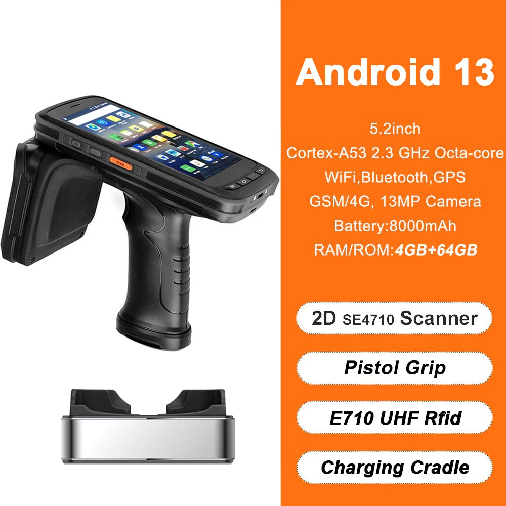 Portable Logistics Handheld PDA Android 13 4G RAM 64G ROM Barcode Scanner 4G LTE WiFi Rugged Data Collector Chainway C72