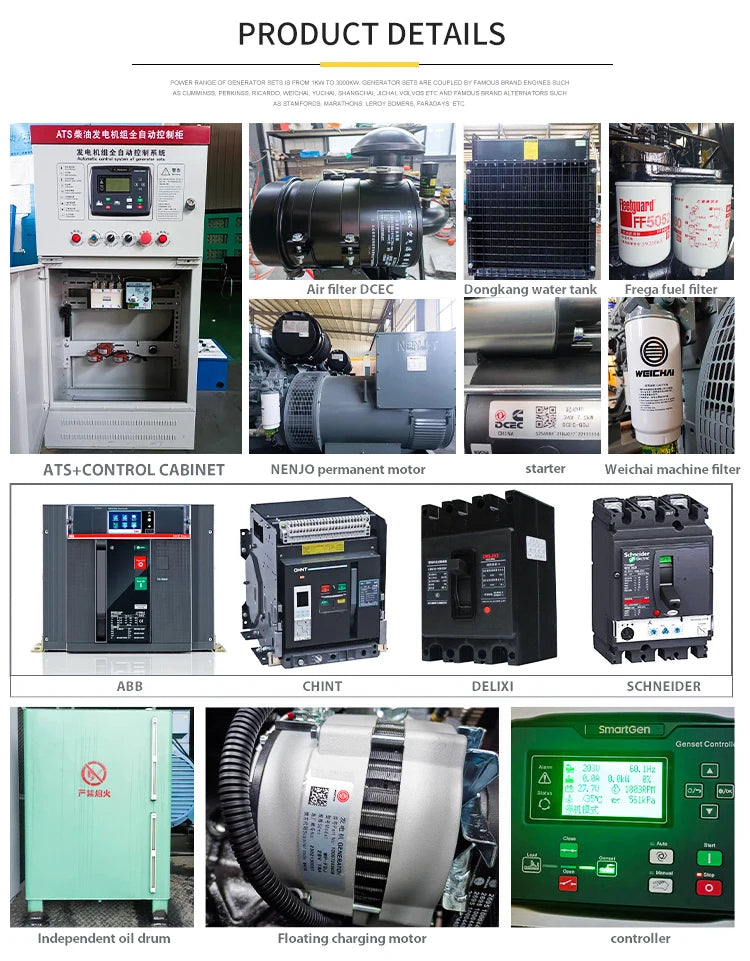 Hot-sellingEfficient 500KW Biogas Diesel Generator Set with Open Frame Design 50/60Hz Frequency Natural Gas Turbine Water Cooled