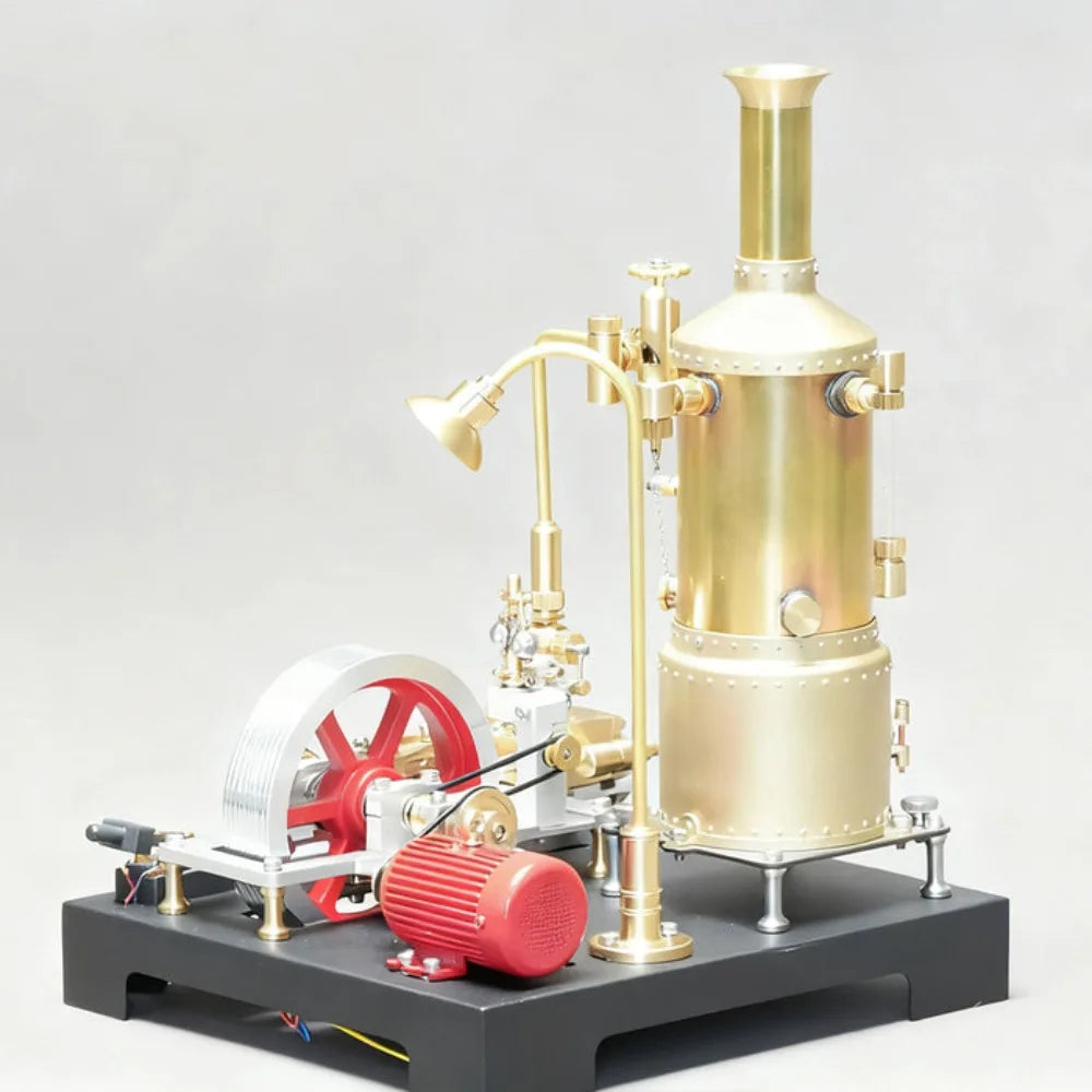 Stationary Mill Steam Engine Model Kit Startable CNC Processing SE-03 Steam Engine Model with Boiler Generator Light Stand