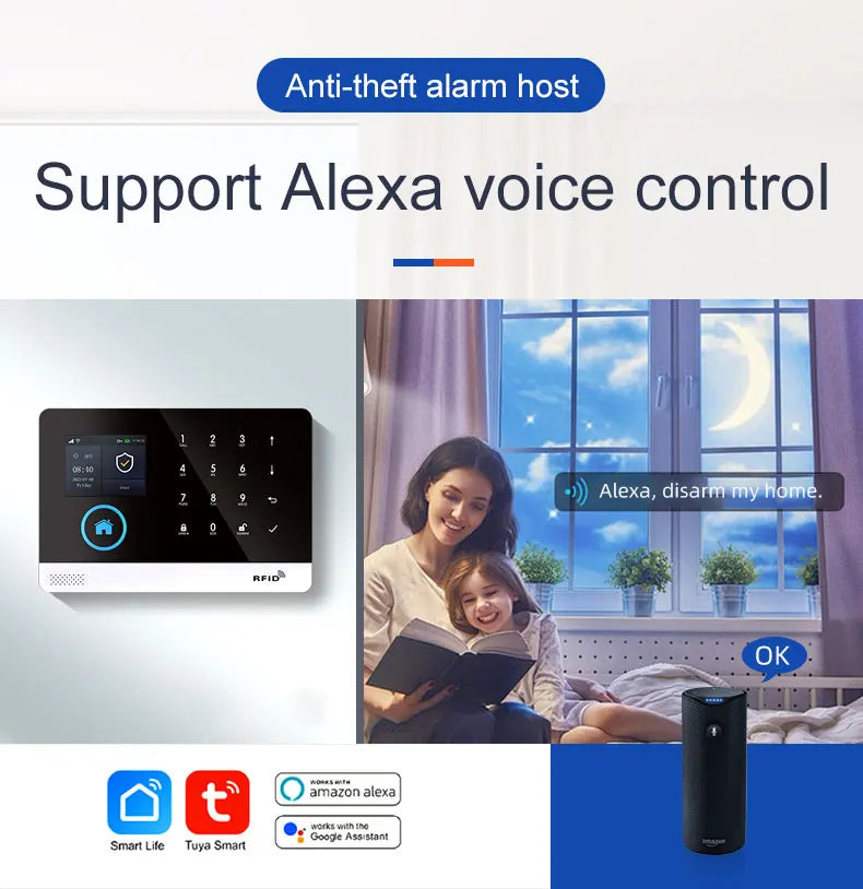 Smart Home Solar powered siren Tuya WIFI GSM Alarm System Wireless Smart Life APP 433MHz Safe Security Gap PIR Motion with Alexa