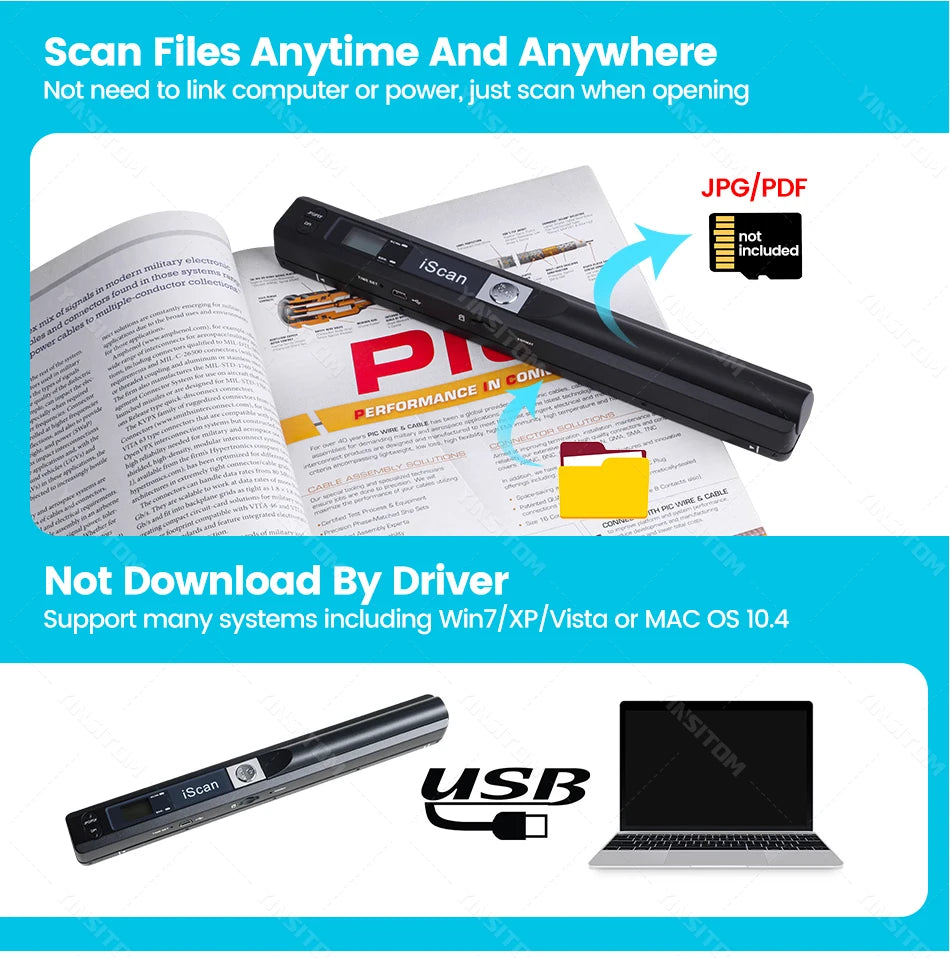 iScan01 Portable A4 Document Reader Scanner 900DPI For Contract Books Office Business Handheld Mobile Scanners JPG PDF Format