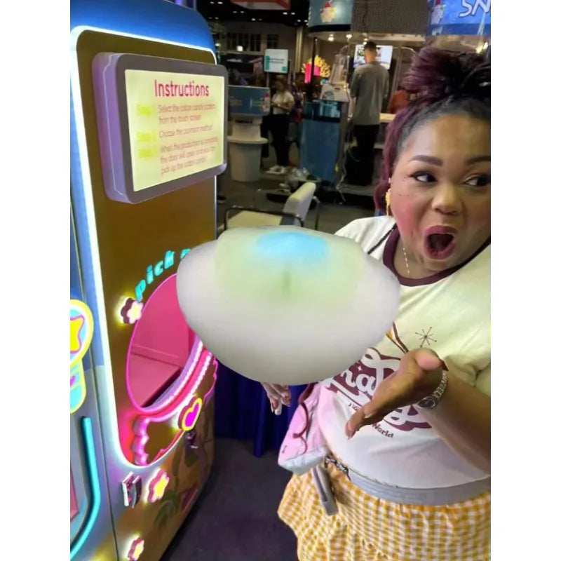 Commercial Semi Automatic Cotton Candy Machine Push Button Cotton Candy Vending Machine Automated Sweetness Cotton Candy Machine