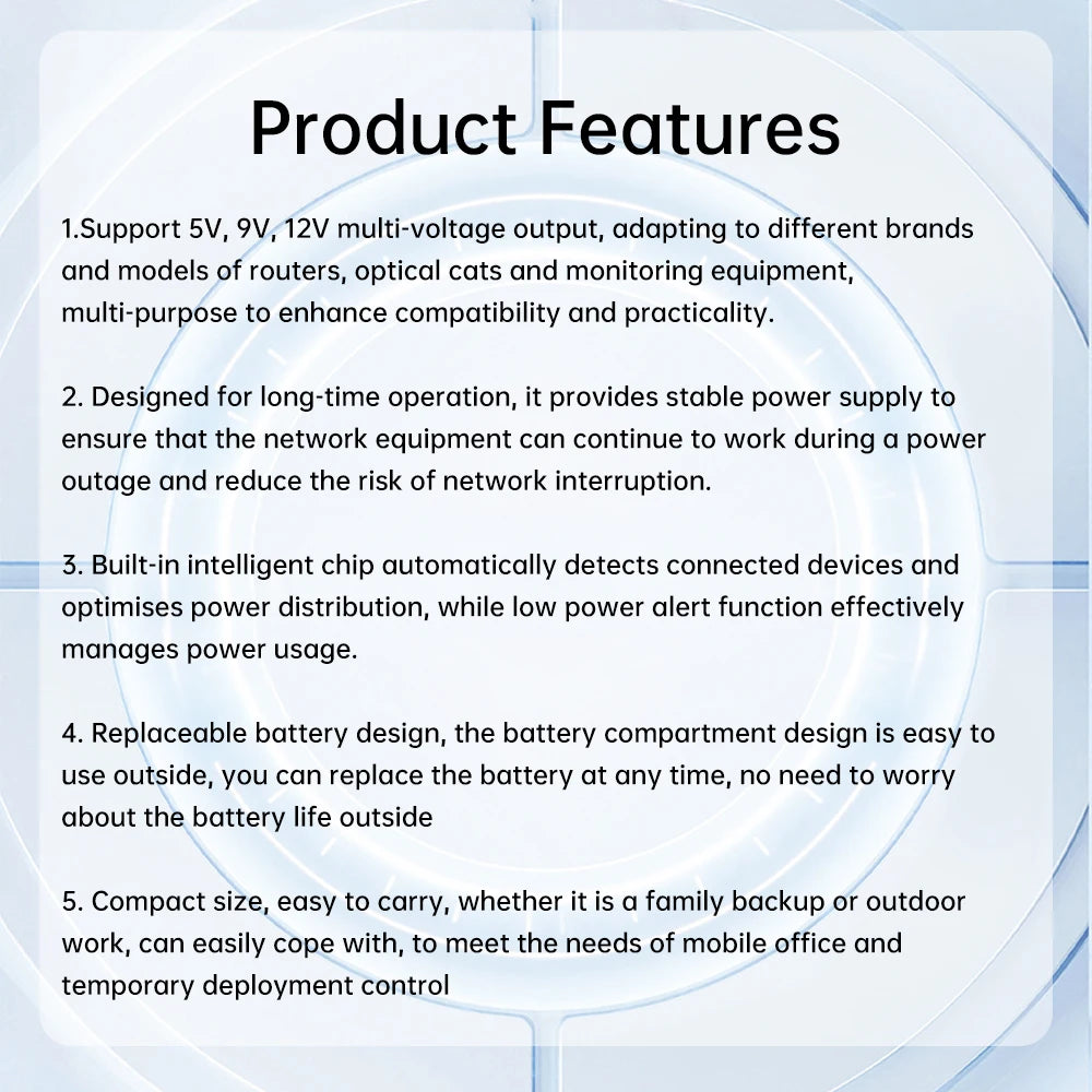 1018L Uninterruptible Power Supply DC UPS Battery Backup 5V 9V 12V 15V 24V UPS Power Supply Router Optical Modem Without Battery