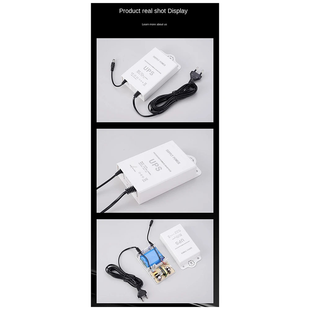 12V-2A Uninterruptible Power Supply for WiFi, Router, Modem, Security Camera Mini UPS Battery Backup Protector EU Plug