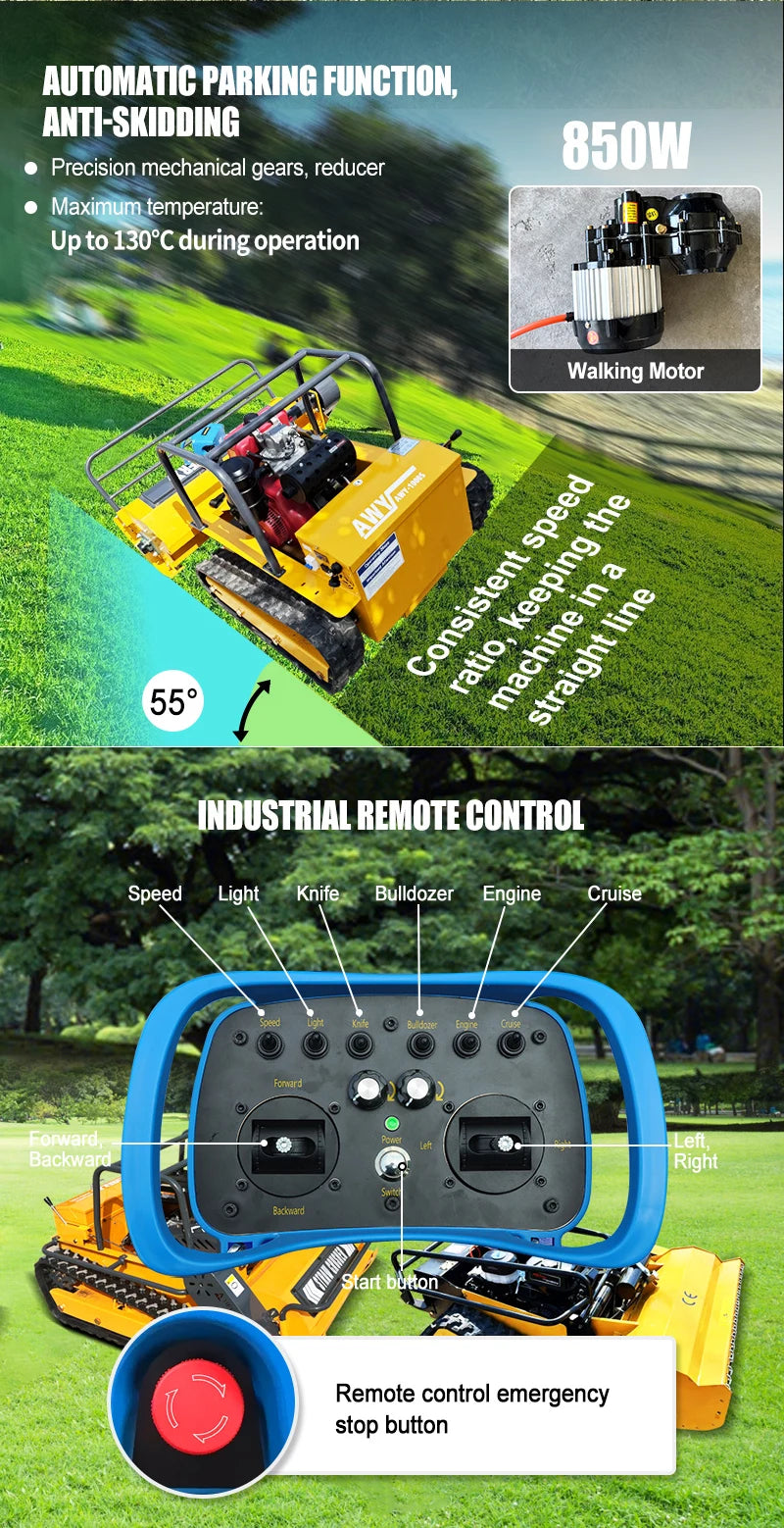 Customized CE EPA Certified Remote Control Grass Cutting Crushing Robot Flail Lawn Mower Self-Propelled for Orchard Farm Lawn