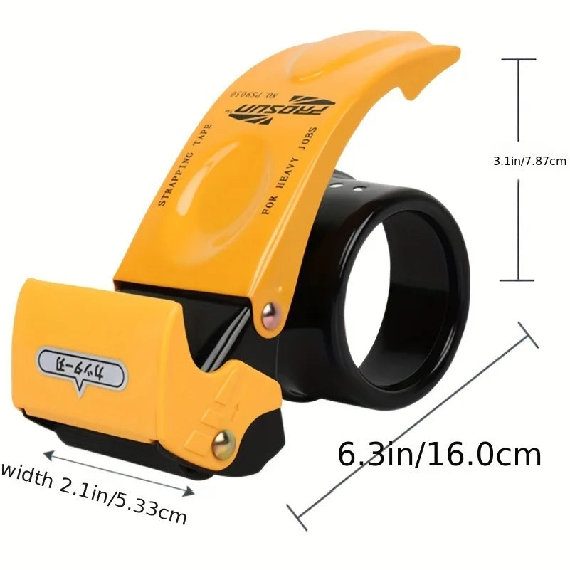 Heavy duty handheld packaging tape dispenser, automatic cutting and sealing, metal structure,used for efficient sealing of boxes