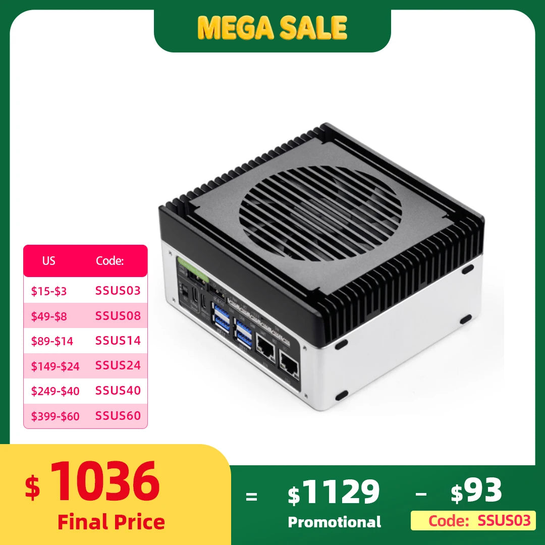 Robot Intelligent Edge AI Computer with NVIDIA Jetson Orin NX Super 16GB 157TOPS reComputer Robotics J4012 ,USB,Ethernet,CSI,CAN