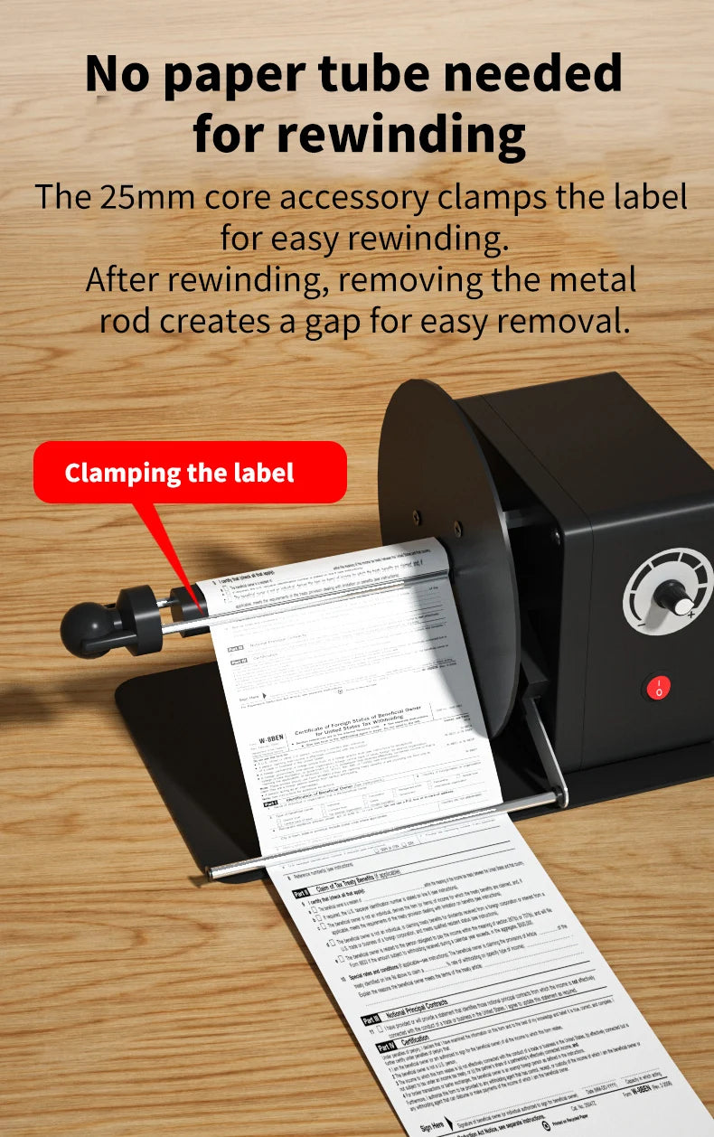 Automatic Label Rewinder Stepless Speed Adjustable Label Dispenser Industrial Grade Label Printer Accessory for Barcode,Sticker