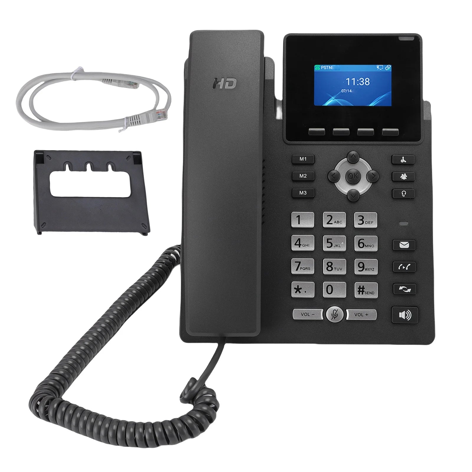 Smart IP Phone Desktop Business Media Phone with Handset Open SIP VoIP Account 2.4 in Color Display Dual Gigabit Ethernet Ports