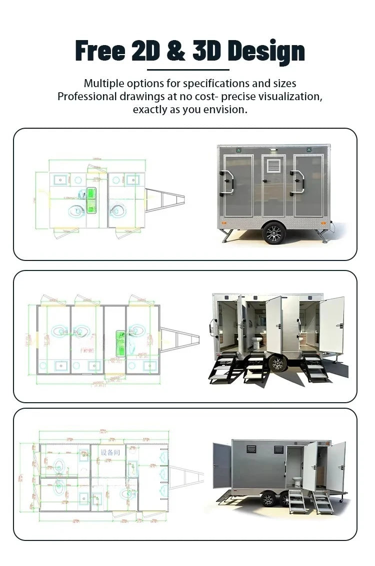 Hot Sell Easy Assembly Portable Toilette Mobile Toilet WC For Commercial Purpose Customized Durable