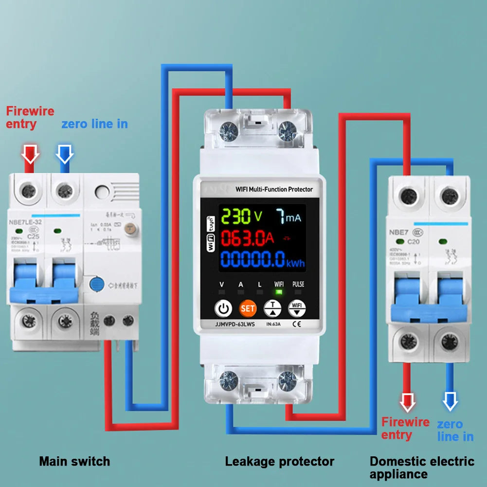 Smart WiFi Automatic Reclosuring Protector Intelligent Circuit Breaker Single Phase Reclosing Switch Voltage Protective Device