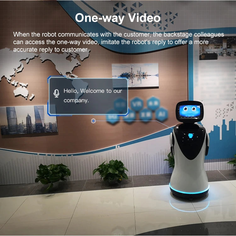 Customized Intelligent AI Interactive Communication Commercial Reception Robot with Dancing Greeting for Promotion