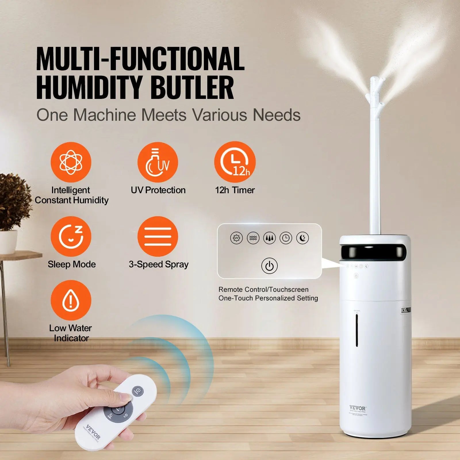 Ultrasonic Humidifier 16L Water Tank 12H Timer Auto Shut Off Night Light 360 Degree Nozzle For Large Room Home Use