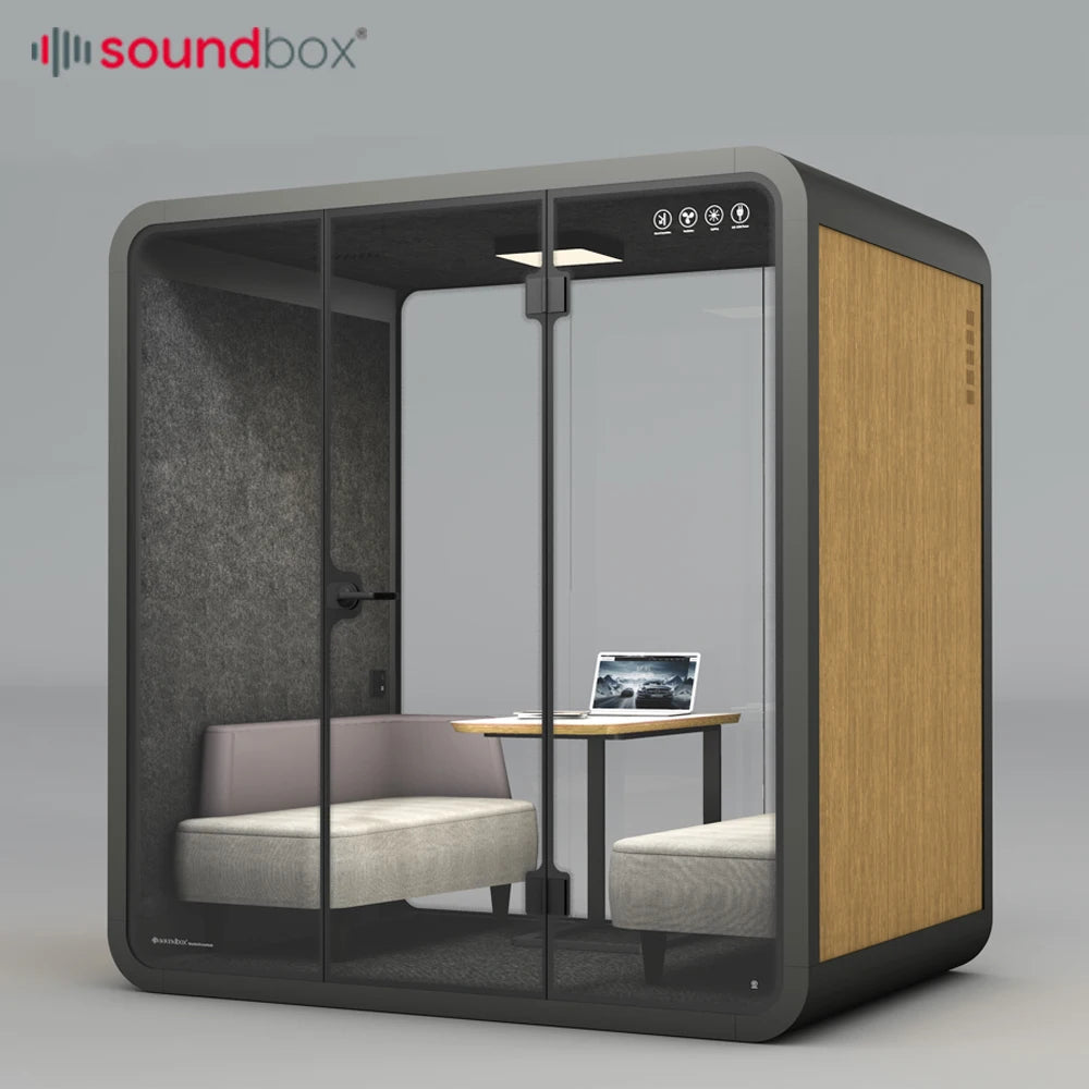 Customized Large Office Pod for 6 People, New Design with Desk, Smart Silent Workspace for Home Office, Soundproof