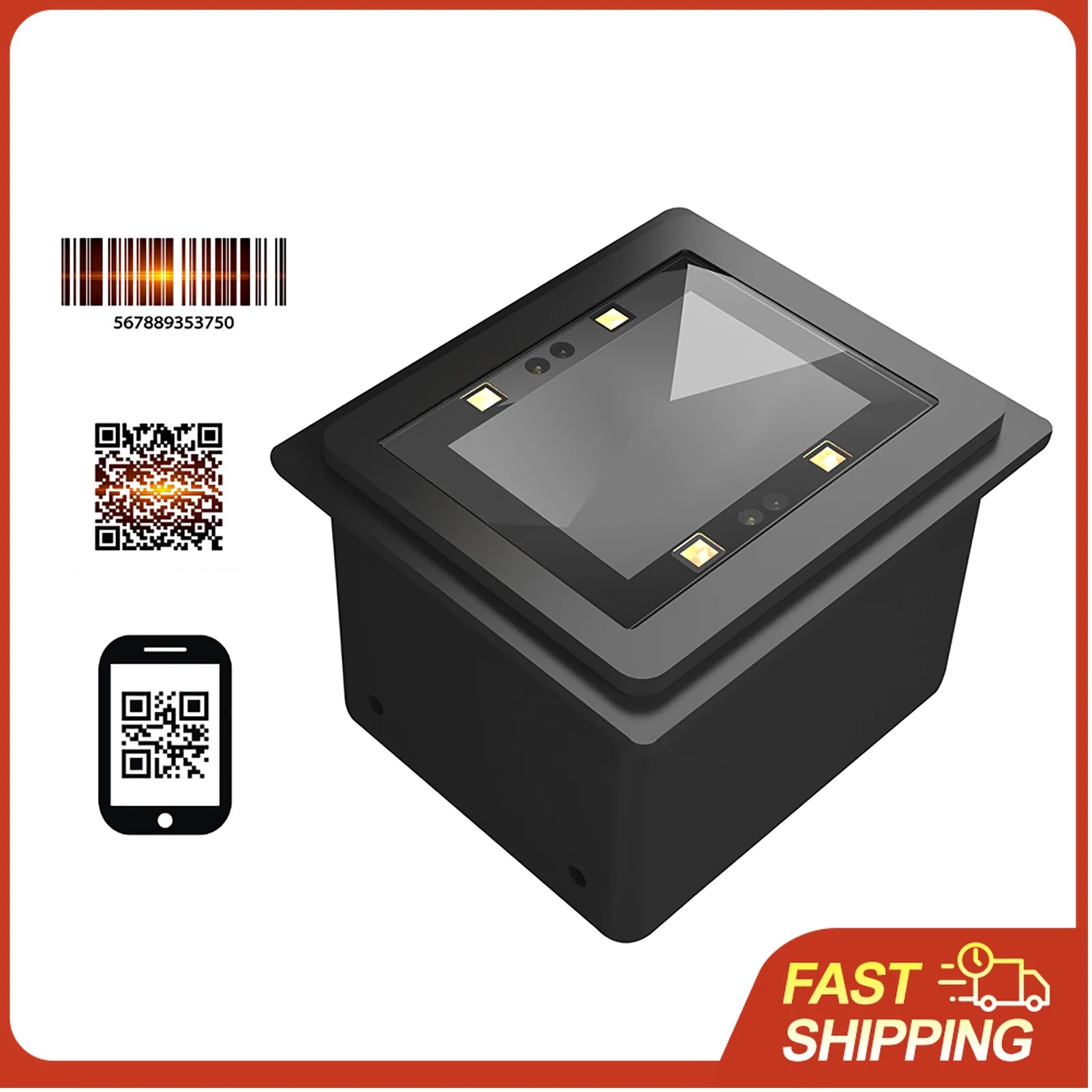 Embedded Barcode Scanner Self-Induction 1D/2D/QR Bar Code Reader Module USB Scanner for Gate Machine Tickets Checking Mobile Pay