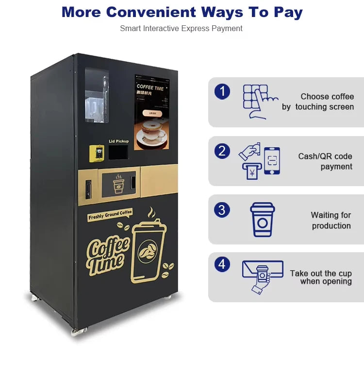 Wholesale Customized Full Automatic Smart Coffee Maker Vending Machine Commercial Operated High Efficiency