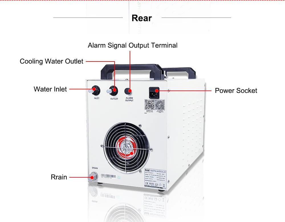 HUNST S&A CW3000 Industrial Water Chiller for CO2 Engraving Cutting Machine Cooling 40W 50W 60W 80W Laser Tube DG110V TG220V