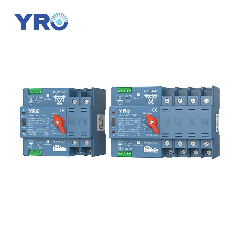 ATS 2P 4P 100A 125A 220V 400V Dual Power Automatic Transfer Switch For Generator or PV Energy To City power Changeover Switch