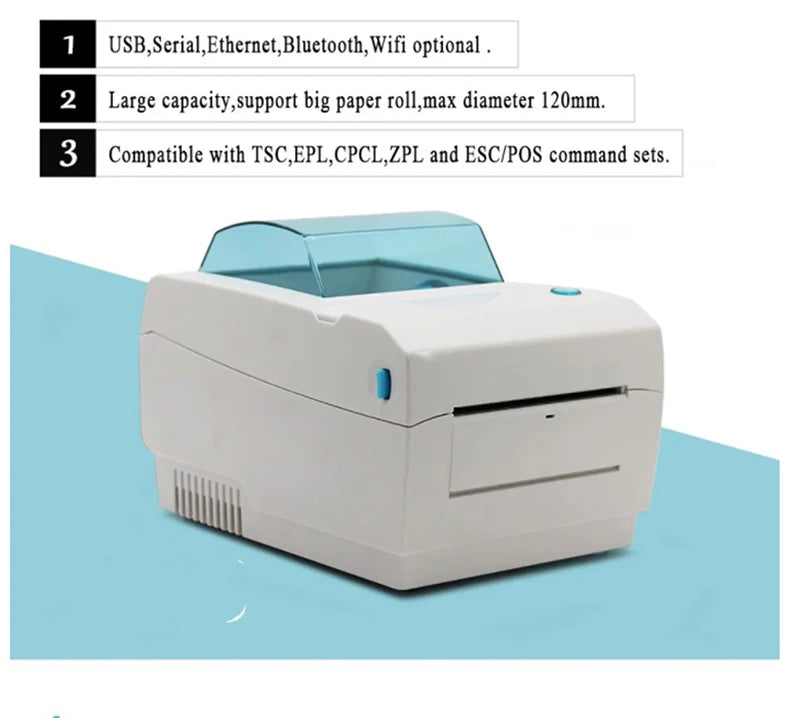 4 inch thermal label blue tooth printer support Android and iOS 110mm label barcode sticker printer CC410