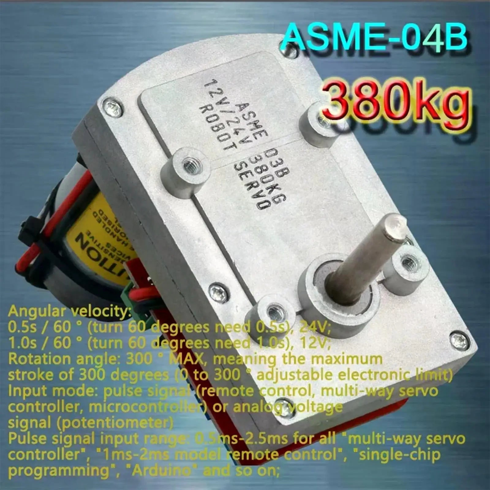 ASME-05B High-Power High-Torque Servo Motor  (ASME-04B Upgraded)  380Kg.cm DC 12-24V Large Robotic Manipulator For RC Robot