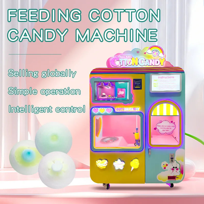 Professional Customized Automatic Candy Cotton Machine Factory Commercial High Profit Durable Candy Floss Vending Machine