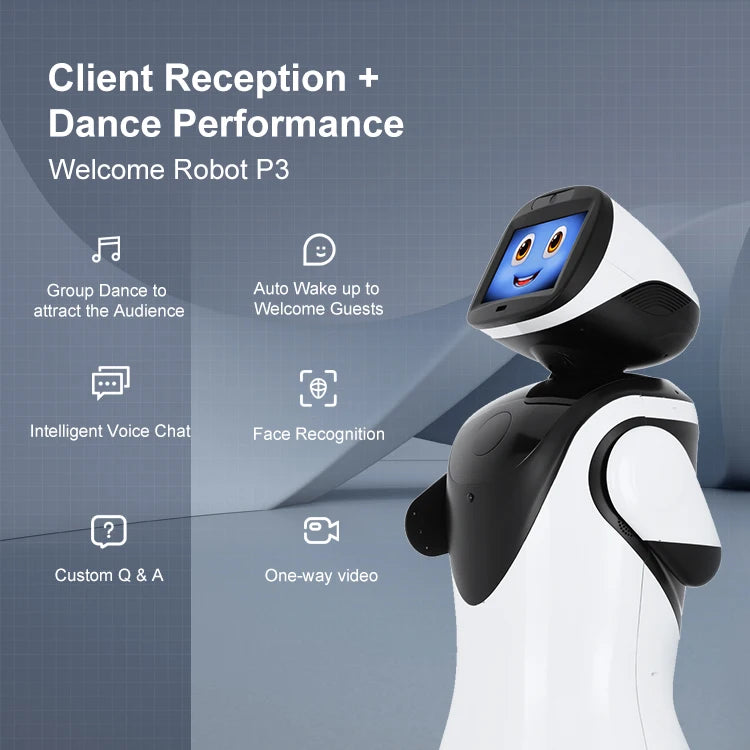 Customized Intelligent AI Interactive Communication Commercial Reception Robot with Dancing Greeting for Promotion