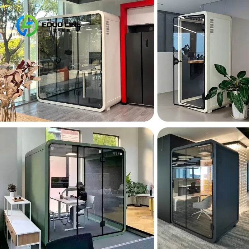 Customized Large Office Pod for 6 People, New Design with Desk, Smart Silent Workspace for Home Office, Soundproof