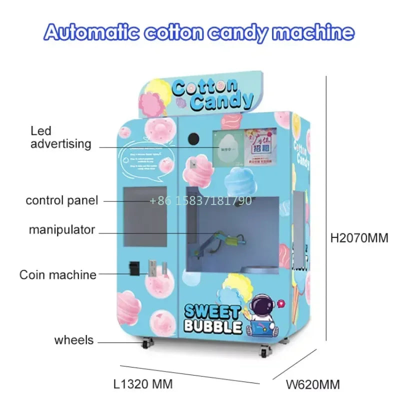 Commercial Cotton Candy Vending Machine Robot Fast Cotton Candy Machine Semi Automatic Forming Cotton Candy Making Machine