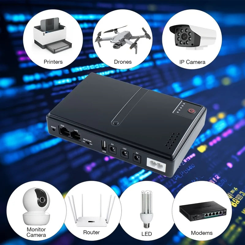 Battery Free 5V/9V/12V mini DC UPS Uninterruptible Power Supply, Suitable for Backup Power Supply of Routers/Modems/Security Cam
