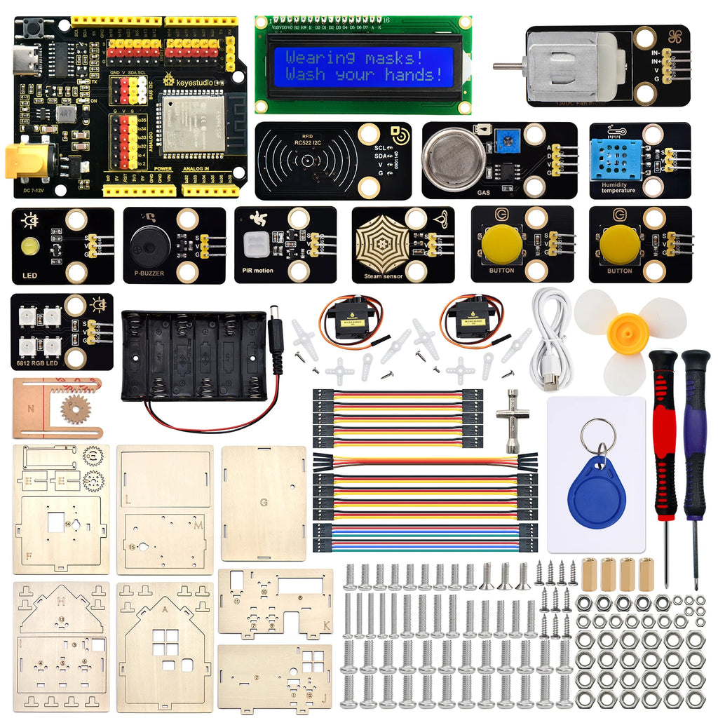 Keyestudio Smart Home IOT Kit With ESP32 Board C language And MicroPython For Arduino ESP32 STEAM Smart House DIY Electronic Kit